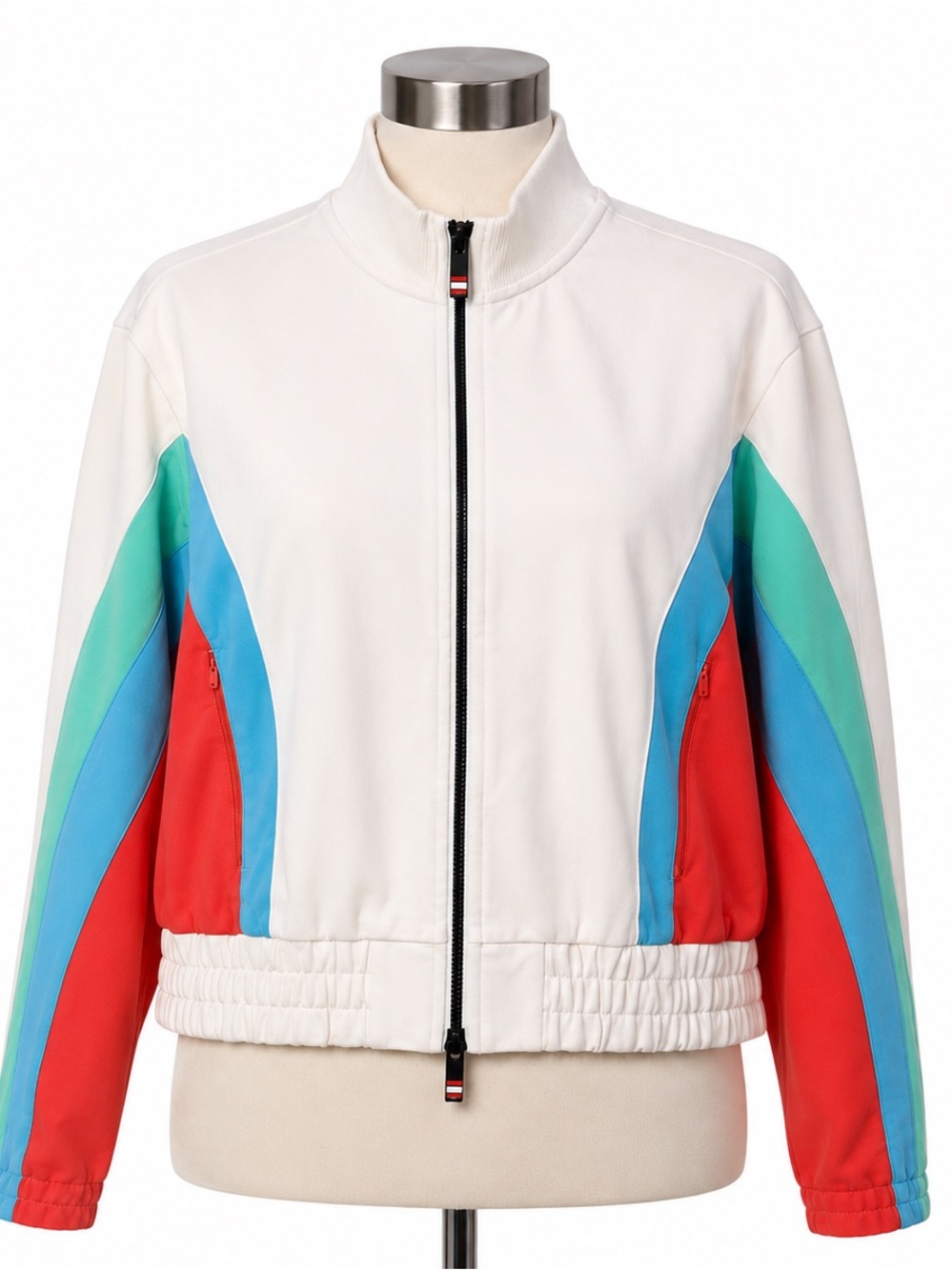 Wilson Women’s Colorblock Track Jacket Size M White Blue Red Retro Tennis